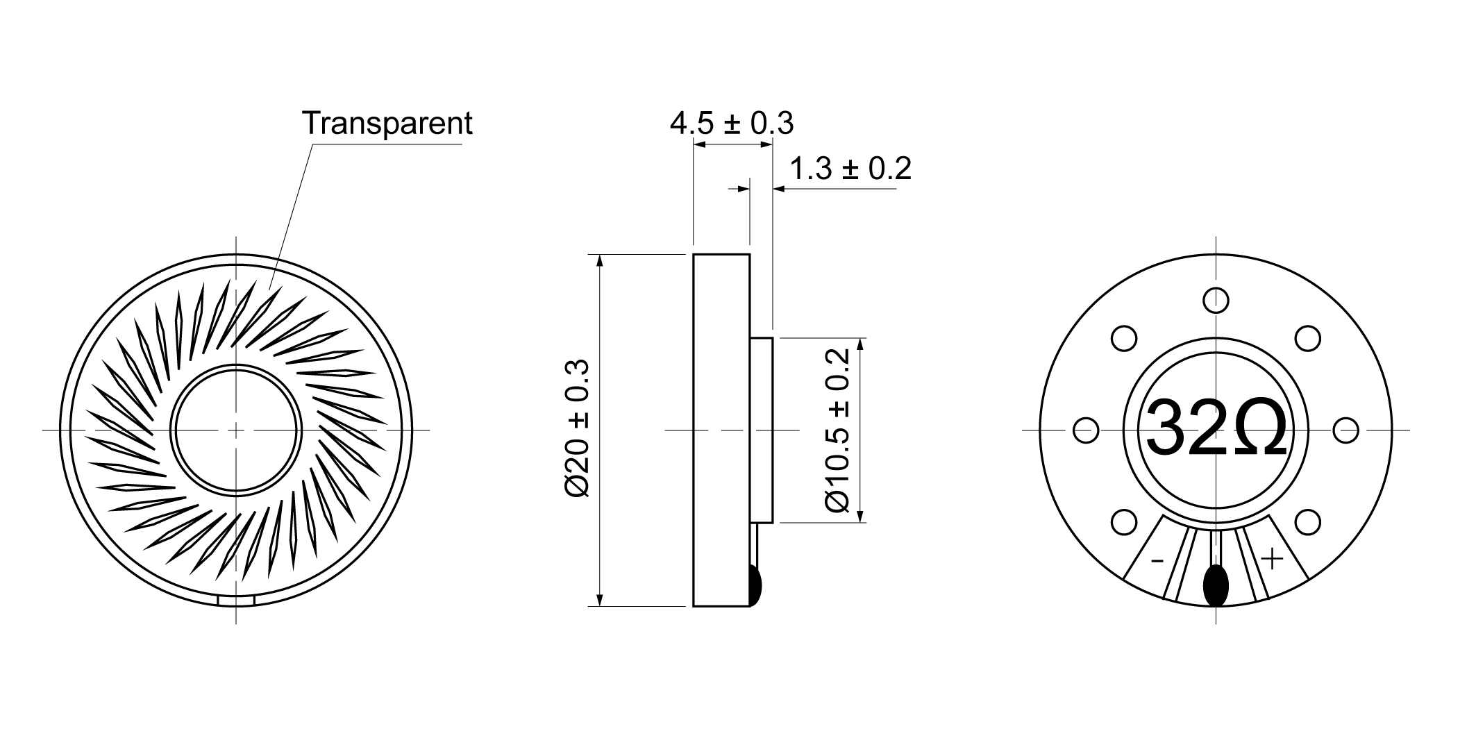 OSAI20S-4T0.5W32 Mechanical Drawing